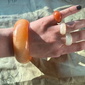 Jade jewelry lot orange jade bangle ring green jade rings